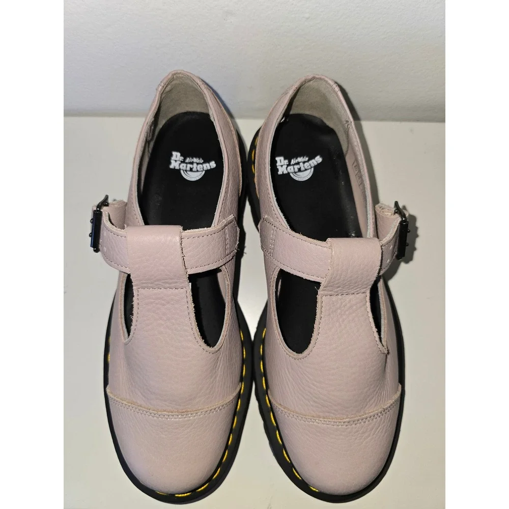 Dr. Martens Bethan T-Bar Platform Mary Jane Shoes Pink Taupe Leather Womens US 9